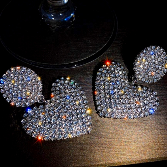 None Jewelry - 🔴 $55, FREE⛵🛍️ VALENTINE Full Rhinestone Love Heart Drop Earring NEW